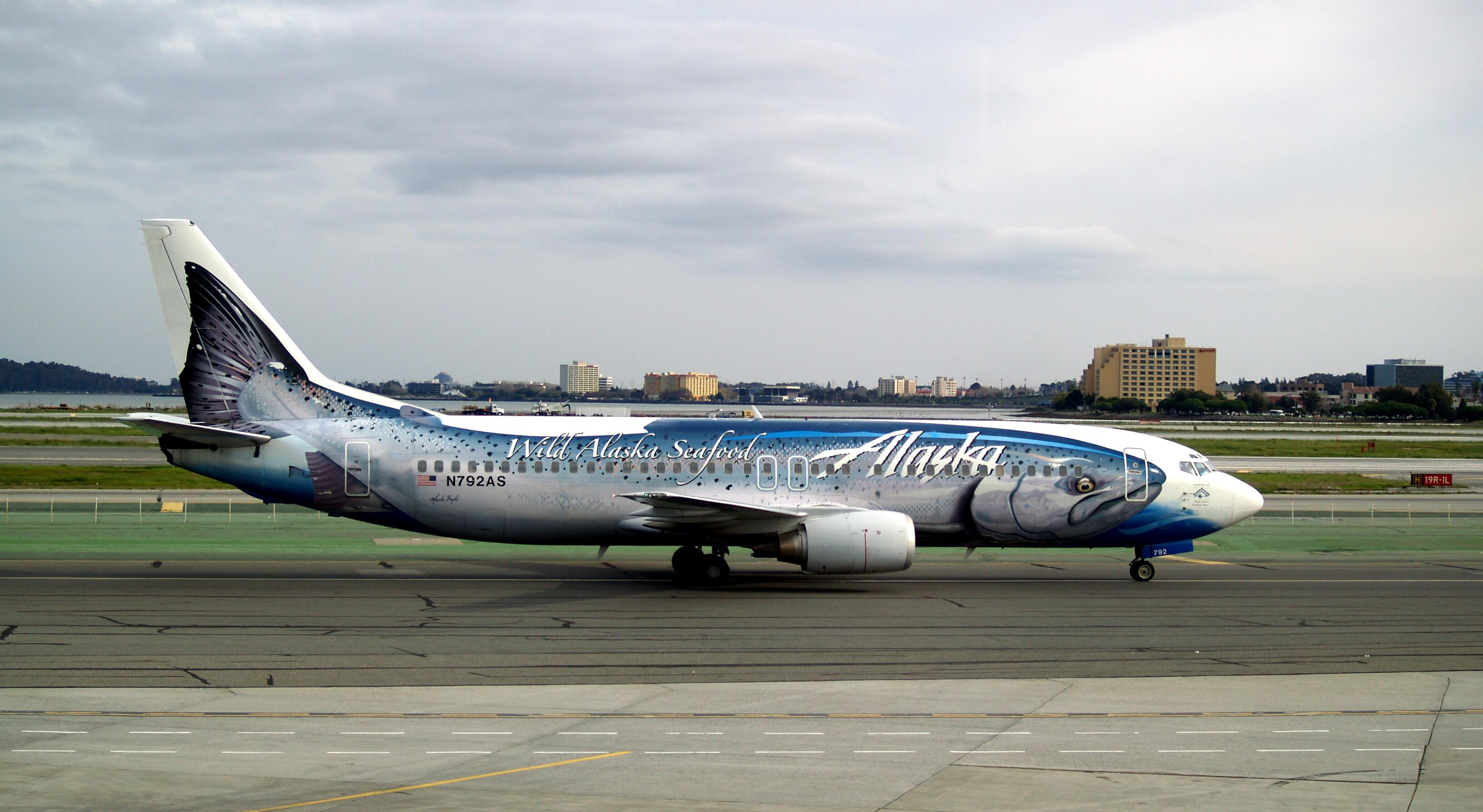 Alaska Airlines plane, buy salmon online with fast shipping